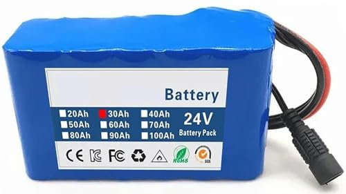 Batterie De Vélo Électrique 24V 30Ah, 25.2V 30Ah 6S2P Batterie De E-Bike Batterie Haute Puissance avec Chargeur pour 50W 150W 250W 350W 500W Moteur