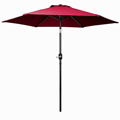 QYYZTQY Runder Garten-Sonnenschirm, Sonnenschutz, Außenterrasse, Strand, Kurbelneigung, rot, 3 m, Terrassenschirm