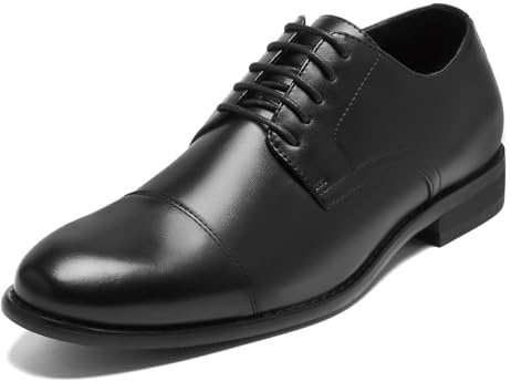 HEEZ Chaussure Homme Ville, Chaussures Oxfords pour Hommes Classique Bout Rapporté, Chaussure Cuir Derby Lacets Confortable, Chaussures Costume Entreprise Officiel Habillées pour Mariage Travail