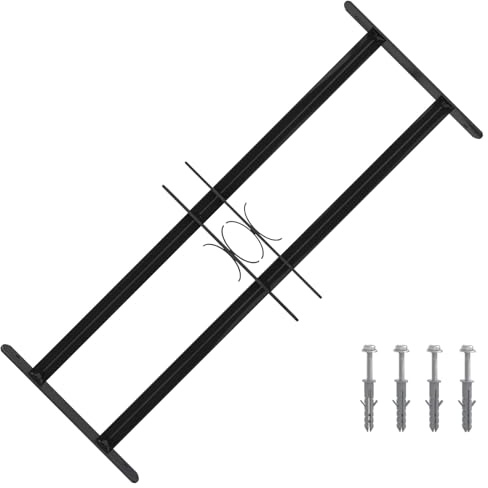 Fenstergitter, Fenstergitter, Einbruchschutz, Schwarz, 76 x 30 cm, pulverbeschichteter Stahl