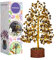 FASHIONZAADI Tiger Eye Gemstone Feng Shui Bonsai Money Chakra Tree Healing Crystals Chakra Décor Reiki Stone Good Luck Crystal Home Office Table Decoration Figurine Gift Size -10 Inch (Golden Wire)
