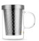 Tea & Tea Feelino - Tazza da tè con manico trasparente, filtro in acciaio inox + coperchio/bicchiere da tè con filtro/350 ml in vetro borosilicato con filtro