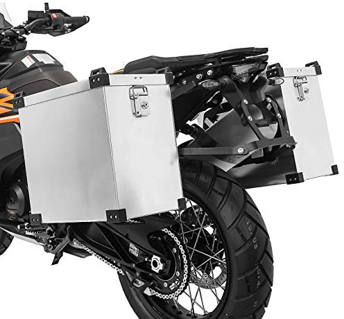 Bagtecs Alukoffer Set 40l + Haltesatz 18mm für Honda Transalp XL 700/650 / 600 V - Motorrad Seitenkoffer-Set mit 2x Aluminium Koffer 40l und Anbausatz für Kofferträger mit 18mm Durchmesser