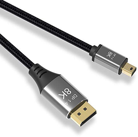 YIWENTEC C?ble Mini DP vers DisplayPort 8K(7680 x 4320) @60Hz 4K @144Hz DisplayPort 1.4 bidirectionnel Transmission DisplayPort vers Mini DisplayPort 8K C?ble (1m)