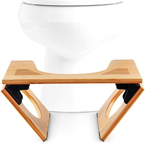 Top Life Klappbarer Toilettenhocker aus Bambus – Physiologische Fußstütze aus Holz – Klappbarer WC-Hocker – Anti-Verstopfung, von Ärzten empfohlen