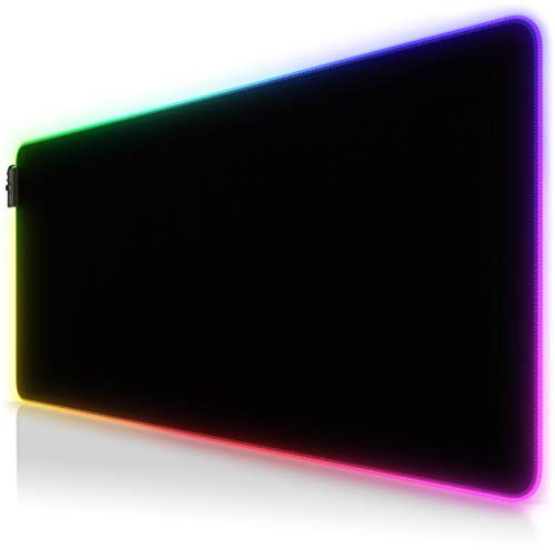 TITANWOLF - RGB Tapis de Souris Gaming XXL - LED Lumineuse Tapis de Souris Multicolore 11 Modes - 900 x 400mm - Surface antidérapante pour Les Joueurs de l’Ordinateur PC et du Mac – Noir
