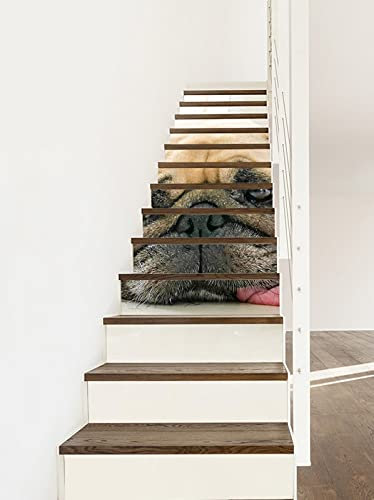 A.Monamour Treppenaufkleber Folie Selbstklebend 3D Welpen Mops Hund Schlafen Mit Der Zunge Draußen Auf Dem Boden Vinyl Treppe Aufkleber Fliesenaufkleber Abziehbilder Wandaufkleber 13 Stück Set