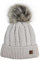 Ever Bloom Damen Bommelmütze mit Großem Kunstfell Bommel Abnehmbar, Warme Strickmütze Fellbommel Mütze, made in EU, Slouch Beanie für Frauen Mädchen, Mütze Farben:Creme Weiß