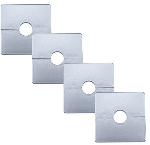 Faotup 4 x silberfarbene 8,6 cm Wand-geteiltes Flanschquadrat, 2,2 cm Blende quadratische Wandlochabdeckung, quadratische Rosette für Dusche, 8,5 x 8,5 x 0,8 cm