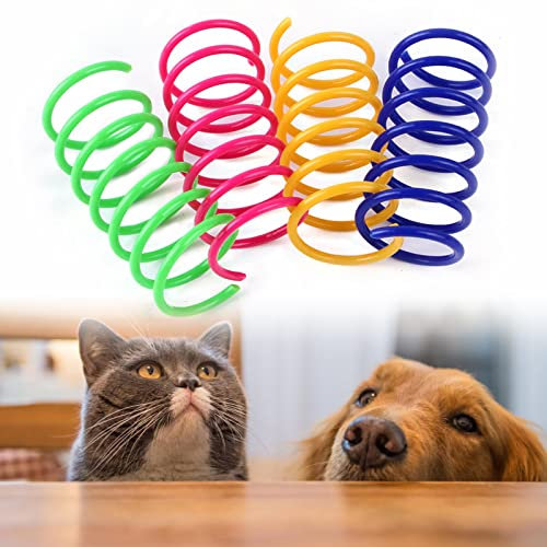 Cat Spring Spielzeug für Katzen, 100 Stück Katzen Frühlingsspielzeug, Interaktives Katzenspielzeug,Kunststoff Spiralfedern,Spirale Katzen Spielzeug,Breit Bunte Spiralfedern,Spring Spirale für Katze