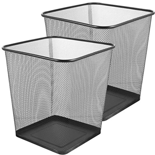 2Piezas Papelera de Metal Cuadrada de Cubo de Basura Resistente para Oficina y Hogar Diseño Ventilado y Duradero para Cocina Dormitorio y Baño