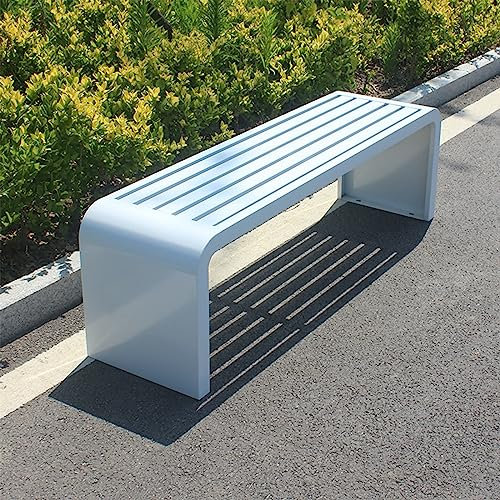 HASMI Garden Bench, Außenparkbänke Aus Metall, Verzinktes Stahlblechmaterial, für Veranda, Weg, Hof, Rasen, Dekoration, Deck Usw