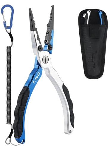 J&D Fishing Pliers, Aluminum Alloy Fishing Pliers Multi-Functional Lightweight Multi-Functional Lightweight, Blue