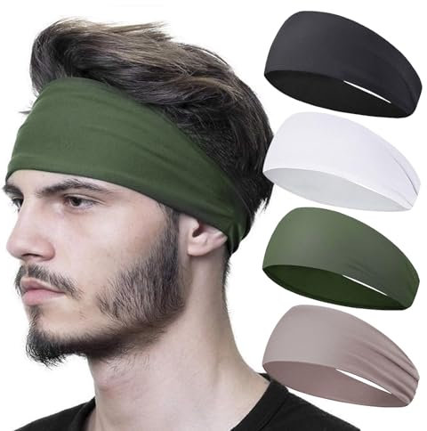 Ryvera Sport Stirnband Herren Und Damen, Stirnband Herren Sport, Haarband Damen - Breit Schweißband Für Fitness Joggen Radfahren Und Yoga Hochelastisches, Schweißableitendes (einfarbig)