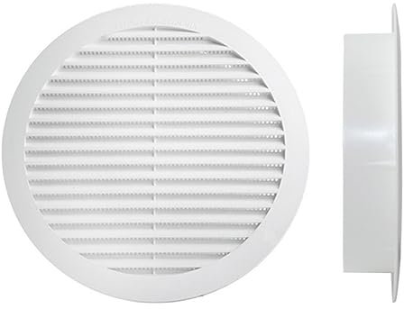 Griglia di Ventilazione con Zanzariera, Griglia Aerazione In Plastica, Griglia di Espulsione dell'aria, Colore Bianco, Made In Italy (Rotondo Ø100mm H25mm Foro 80mm)