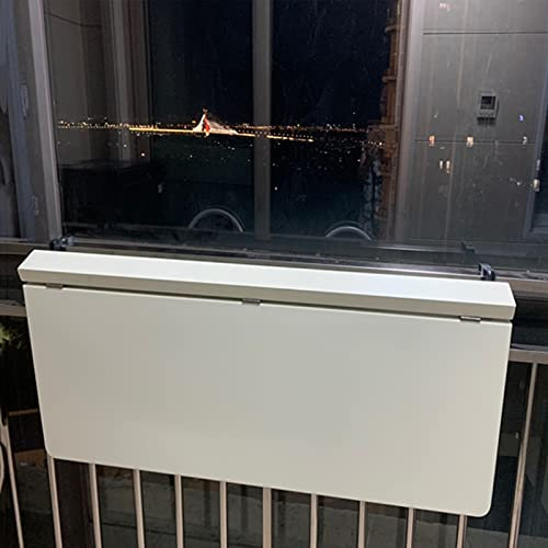 ASerZenith Klappbarer schwebender Tisch, weißer schwebender Schreibtisch, Kleiner Schreibtisch, Zaungestell für Zuhause, für Balkonzaun, rostet Nicht
