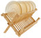 Gatphy Dish Rack 2 Tier Bamboo Dish Drying Rack Collapsible 16 Slots Kitchen Plate Drainer Storage Stand for Bowls Coasters Cups Cutting Board (16 Grids)