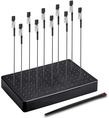 Siblaies Accessoires de modélisme, 10 Supports de Couleur, 1 Brosse et 1 butée. Pinces Crocodiles Robustes et Stables. Idéales pour la modélisation, Les Outils d'aérographe et la Soudure à la Main.