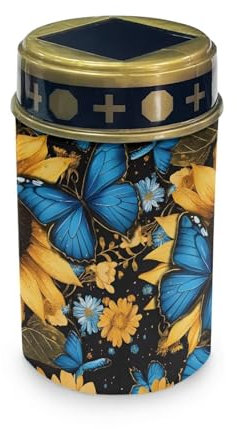 HUGS IDEA Lanterne solaire de cimetière en forme de papillon bleu - Lanterne solaire pour cimetière religieuse - Étanche - Décoration commémorative pour jardins et tombes d'été
