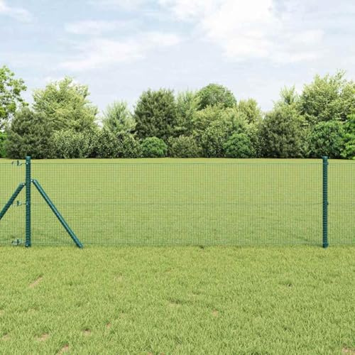 1 rouleau de grillage métallique soudé - Vert - 0,4 x 25 m - Clôture de jardin robuste - Grillage métallique durable pour jardin et terrasse - Montage facile