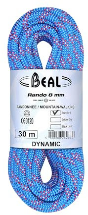 Beal Rando 8mm 20m Blau - Robustes vielseitiges Touren Zwillingsseil, 20m, Größe 20 m - Farbe Blue