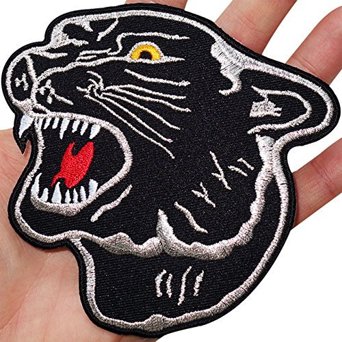 Big Black Panther Head Embroidered Iron/Sew On Patch Shirt Jacket Large Badge