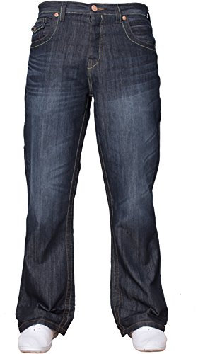 NEUF de marque pour hommes basique COUPE BOTTILLON évasé JAMBE LARGE BLEU JEAN JEANS tout taille tailles - pierre foncé lavage, 28 W X 32L