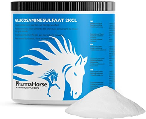 PharmaHorse Glucosamin Sulfat 2KLC | 100% frei von Zuckerzusätzen | 100% reines Glucosamin Sulfat | Dopingfrei | 500 Gramm