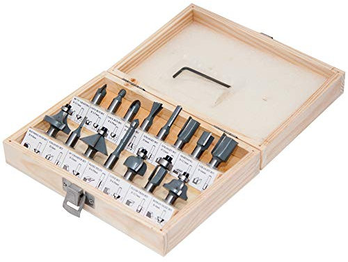 Fräser Set Hartmetall Schaft 8 mm Box Holzbearbeitung Oberfräse Zubehör 2 bis 24 tlg (5. HM-Fräser Set 15 tlg.)