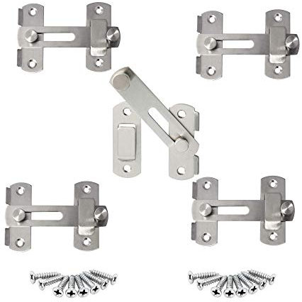 5 Pz Serrature per porte di Sicurezza in Acciaio Inox Serratura, Serratura per porta Scorrevole Chiusura a Scatto per Porta Bullone Piccolo per la Finestra Dell'armadio - 20x50x70mm