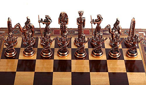GiftHome (Nur Schachfiguren) Antikes Ägypten Der Pharao Antike Kupferfiguren Handgefertigte Metall Schachfiguren König 8,9 cm (Brett ist nicht im Lieferumfang enthalten)