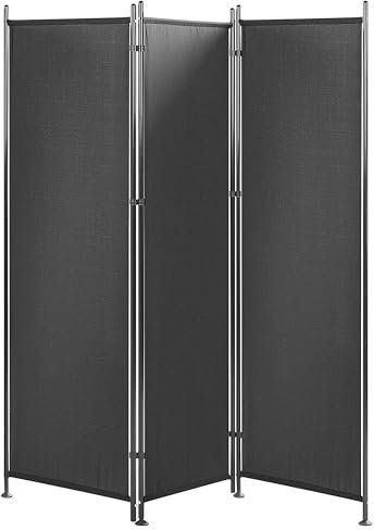 Paravent Séparateur de Pièce 3 Volets en Tissu Noir 160 x 170 cm pour Intérieur au Design Moderne Beliani