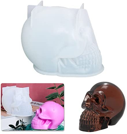 3D Large Skull Candle Moulds,Family Halloween Candle Silicone Mold,Ice Cube Crystal Jewelry Maker Mold for Home Decoration, Black, (CXY-52)