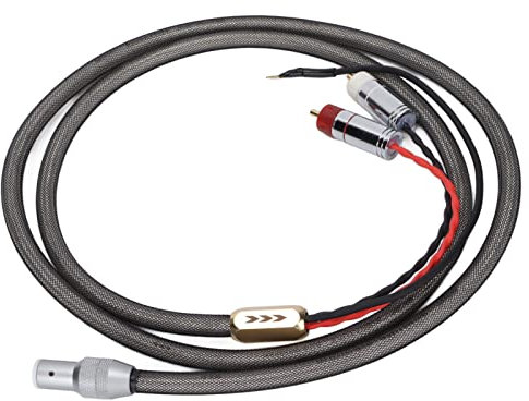 ASHATA Cavo per Giradischi, XS-0609 Cavo per Braccio in Vinile con Cavo di Terra/Terra Cavo Placcato in Argento a 5 Pin XLR per Giradischi in Vinile(1,5 M)