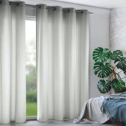 GardinenOutlet Tim Ösenschal, Polyester, Silber, ca. 240x135 cm