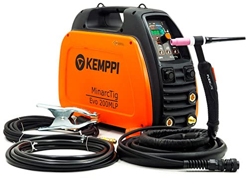 KEMPPI MinarcTig EVO 200MLP Pulse DC WIG 200 Amp Máquina de soldar Inverter Acero inoxidable, Naranja, 449x210x358