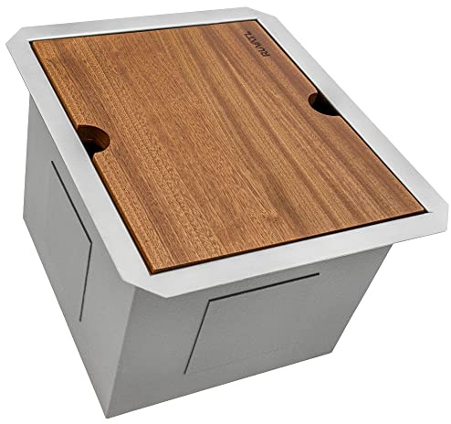 Ruvati Lavello da cucina con coperchio per postazione di lavoro da 33 cm, sottopiano, calibro 16, in acciaio inox, con finitura spazzolata, nasconde graffi, facile da pulire, RVH8316