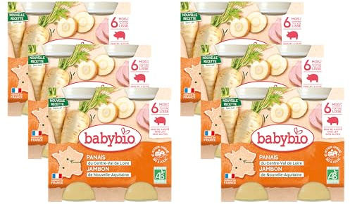 Babybio - Petits Pots Panais Jambon de Corrèze 2x200g - 6+ Mois - Lot de 6