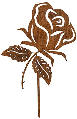 MM Steel Styles Edelrost Rose Gartenstecker-einfach einsteckbare Rostdeko aus hochwertigem Cortenstahl für Garten, Teich - Gartendeko rost