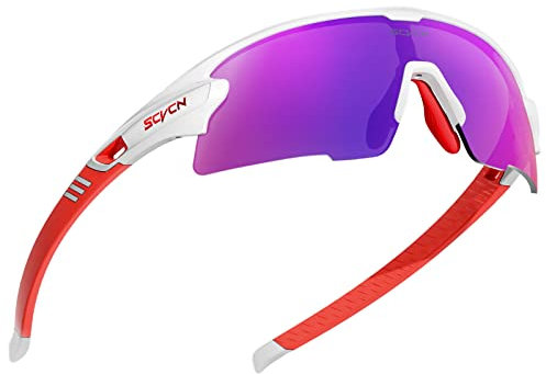 SCVCN Radfahrerbrille Polarisierte Sport Sonnenbrille mit 3 Austauschbaren Gläsern für Männer Frauen Laufen Golf Wandern Volleyball Tennis Autofahren Angeln Softball Bergsteigen 43