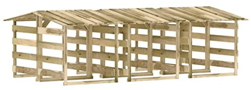 vidaXL 6X Kiefernholz Imprägniert Pergola mit Dach Unterstand Überdachung Kaminholzregal Brennholzregal Feuerholzregal Garten 100x90x100cm