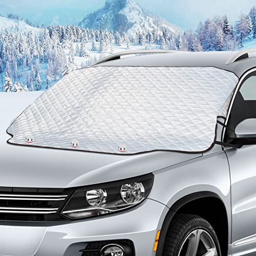Selene Frontscheibenabdeckung, Auto Scheibenabdeckung Scheibenwischer Winterschutz, Faltbare Abnehmbare mit Magnet Fixierung, für Sommer UV-Schutz Wintergegen Schnee, EIS, Frost, Staub,183×116cm