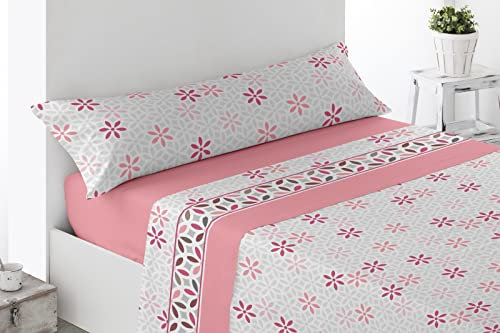 Energy Colors textil-hogar Juego Sábanas 3 Piezas Verano (Zubi Rosa, Cama 105)