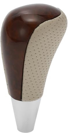 X AUTOHAUX Pomo de palanca de cambios automático para coche, diseño de madera, color beige y marrón