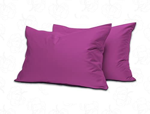 MistyMorning Kissenbezüge, weiche und hochwertige Bettwäsche, ägyptische Baumwolle mit Fadenzahl 200, atmungsaktiv, mit Hotelverschluss, Standardgröße (50 x 75 + 15 cm), Violett, 2 Stück
