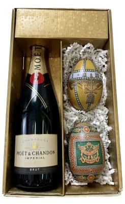 Geschenkbox Champagner Moët & Chandon Impériale - Gold - 1 Brut - Fabergé-Eier (Zufallsmuster) LE PETIT DUC