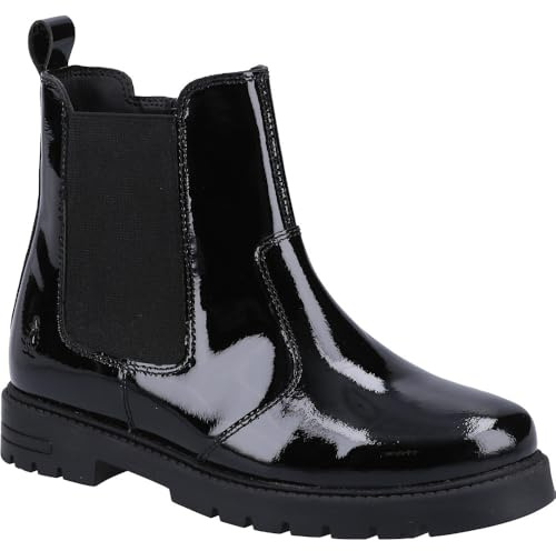 Hush Puppies Girl's Laura Patent Junior Chelsea Boot, Black, 11 UK Child Narrow