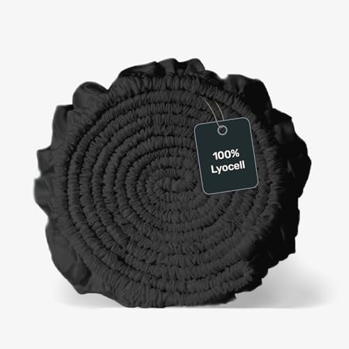 twenty:three Lyocell Spannbettlaken 90x200 Jet Black - 100% Tencel - Gewonnen aus Eukalyptus - Hochwertig - Nachhaltig - Atmungsaktiv - Luxus - Hypoallergen