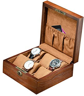 Cabilock 6 Uhrenvitrine Für Herren Vintage Uhrenvitrine Hölzern Holzuhren Herrenuhren Aufbewahrungsbox Für Uhr Uhrengehäuse Kasten Mann Bambus Quadrat