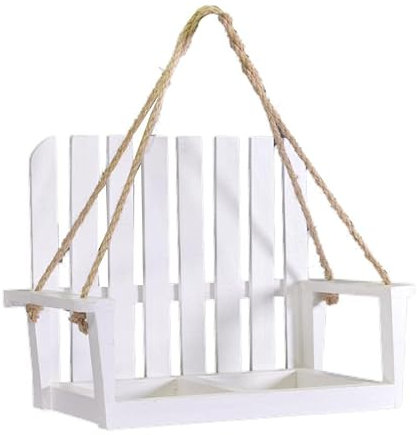 Generico Portafiori a Dondolo in Legno Bianco